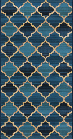 Unique Loom Blue Outdoor Trellis Runner – Elegant 3' X 5' Design For Patio & Walkway, Durable & Stylish Decor Blue  3180178-unique-loom