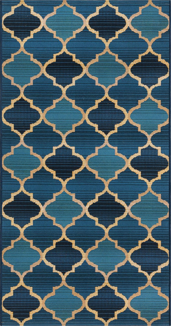 Unique Loom Blue Outdoor Trellis Runner – Elegant 3' X 5' Design For Patio & Walkway, Durable & Stylish Decor Blue  3180178-unique-loom