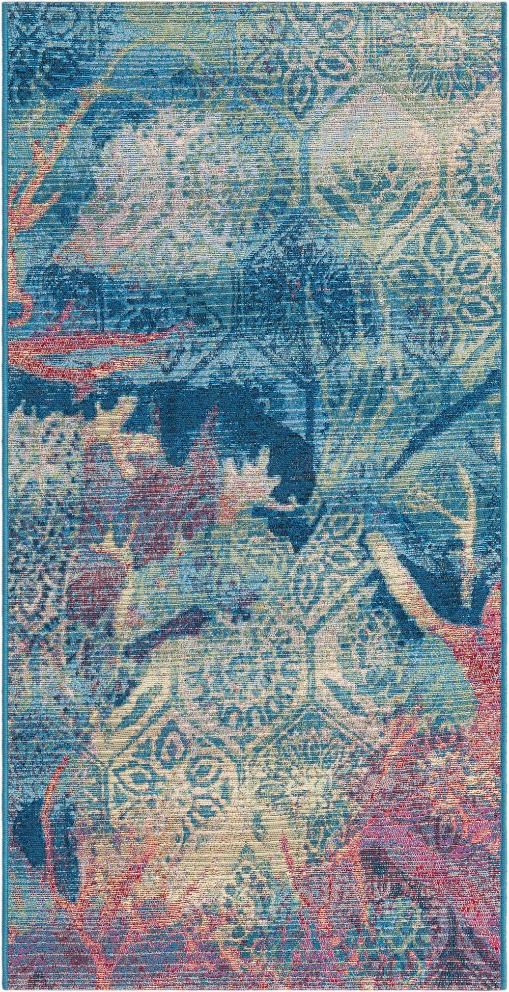 Unique Loom Multi 3' X 5' 3" Outdoor Coastal Runner - Vibrant, Durable Design For Stylish Decks And Gardens Multi  3180191-unique-loom