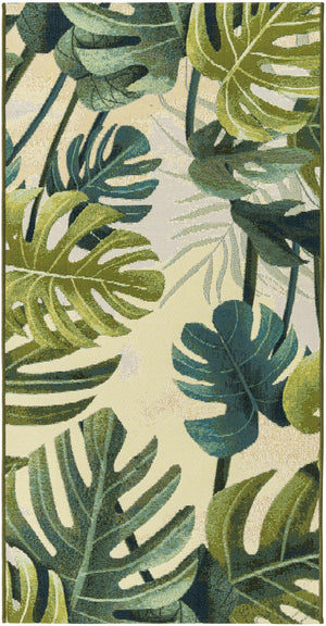 Unique Loom Multi Outdoor Botanical Runner 3' X 5' - Colorful, Durable Design For Patios And Entryways Green  3180211-unique-loom