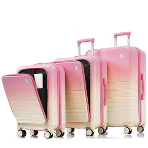 English Elm Luggage Hard Shell 3 Piece Set with Usb Port Spinner Wheels and Front Access Panel Pink N726P197969P