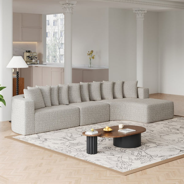English Elm 131.1-inch Chenille Cloud Sectional Curved Modular Sofa with Memory Foam and 10 Pillows W3505S00011
