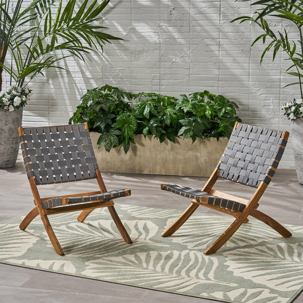 English Elm Christopher Knight Home® - HUNTSVILLE Acacia Foldable Chair Set of 2 — Water‑Resistant Woven Accents, Portable, No Assembly Needed 63739.00GRY
