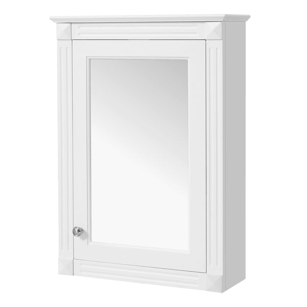 English Elm 20" Medicine Cabinet with Mirror — Space-Saving Wall-Mounted Bathroom Storage with Adjustable Shelf, Modern Carved Design White N710P317680K