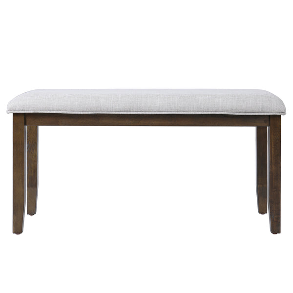 English Elm Upholstered Bench with Padded Seat and Solid Wood Legs, 39.75" Contemporary Entryway and Bedroom Accent Piece Beige+Brown N752P271804D