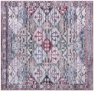 Unique Loom Mangata Maya Machine Made Border Rug Multi, Blue/Gray/Light Blue/Beige/Black/Navy Blue/Red/Pink 7' 10" x 7' 10"