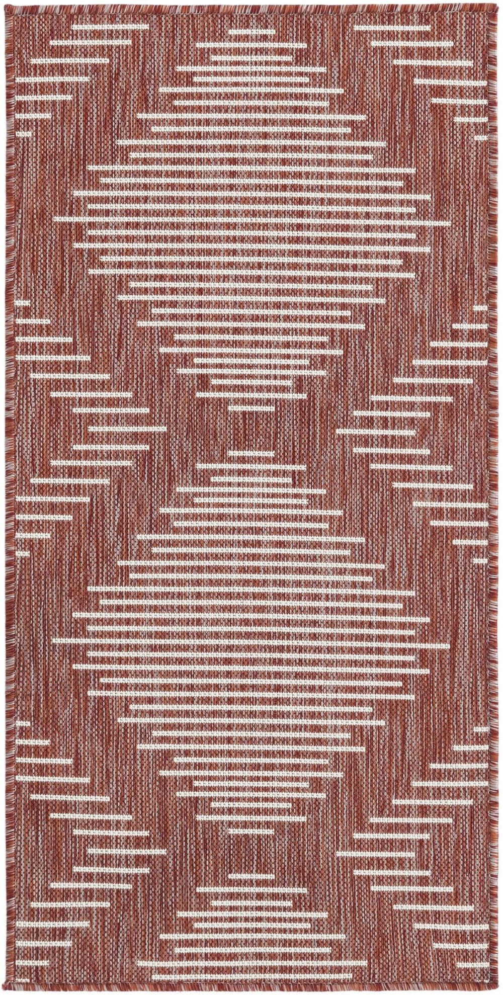 Unique Loom Rust Red Outdoor Modern Rug – Vibrant 2' X 3'1" Design Perfect For Small Spaces And Layering Red  3181277-unique-loom