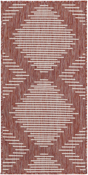 Unique Loom Rust Red Outdoor Modern Rug – Vibrant 2' X 3'1" Design Perfect For Small Spaces And Layering Red  3181277-unique-loom