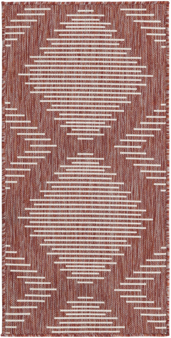 Unique Loom Rust Red Outdoor Modern Rug – Vibrant 2' X 3'1" Design Perfect For Small Spaces And Layering Red  3181277-unique-loom