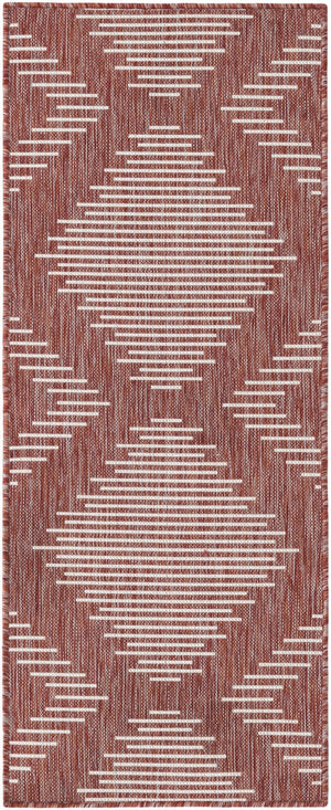 Unique Loom Rust Red Outdoor Modern Rug – Vibrant 2' X 3'1" Design Perfect For Small Spaces And Layering Red  3181278-unique-loom