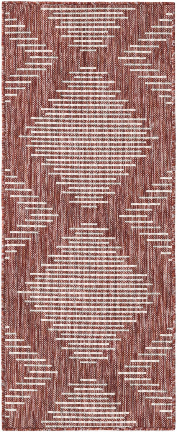 Unique Loom Rust Red Outdoor Modern Rug – Vibrant 2' X 3'1" Design Perfect For Small Spaces And Layering Red  3181278-unique-loom