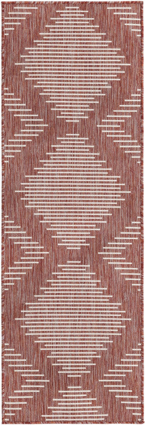 Unique Loom Rust Red Outdoor Modern Rug – Vibrant 2' X 3'1" Design Perfect For Small Spaces And Layering Red  3181279-unique-loom