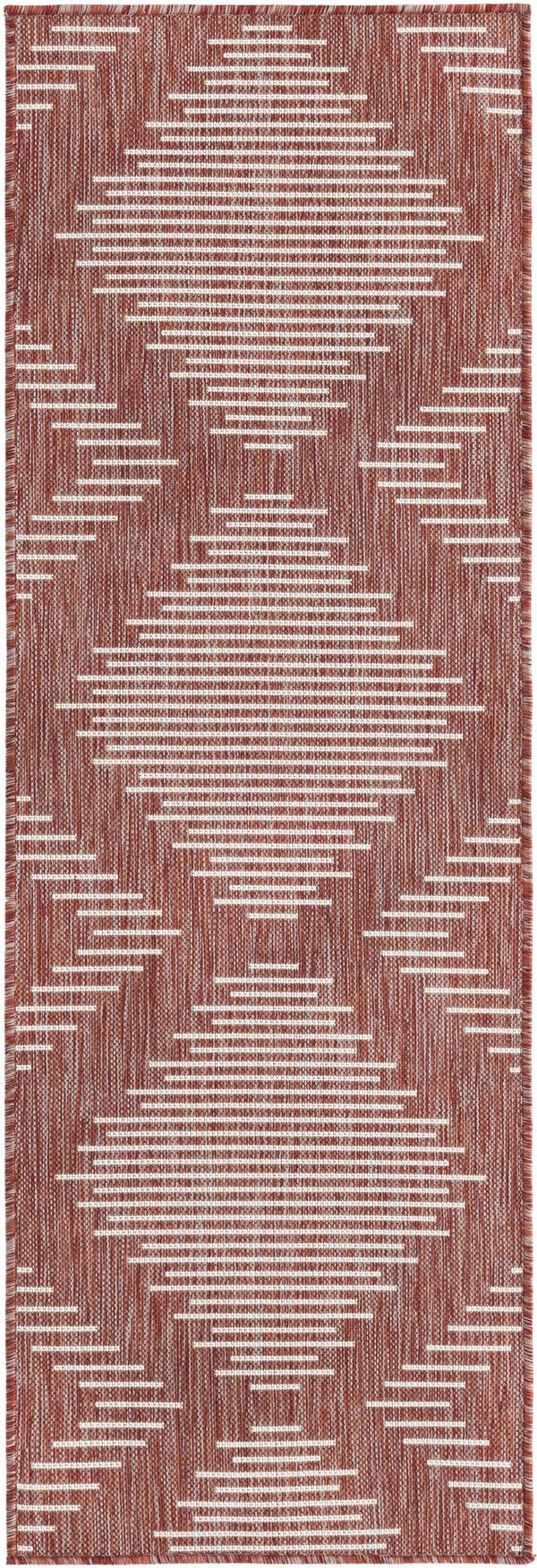 Unique Loom Rust Red Outdoor Modern Rug – Vibrant 2' X 3'1" Design Perfect For Small Spaces And Layering Red  3181279-unique-loom