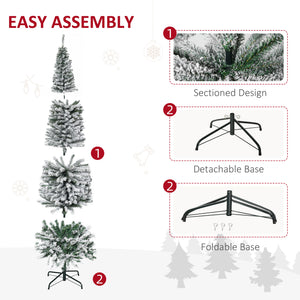 English Elm Homcom 7.5' Snow-Flocked Slim Artificial Christmas Tree - Realistic Branches, Easy Setup & Storage! W2225P249660