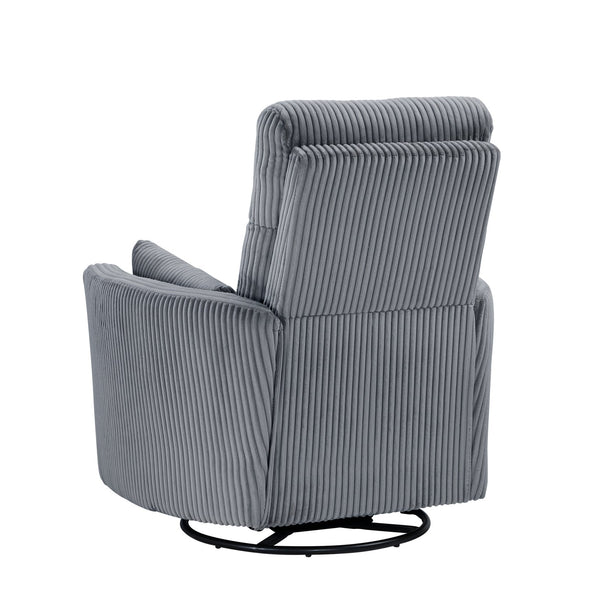 English Elm Gray Corduroy Swivel Glider Recliner Chair - Plush Upholstery, 360° Swivel, Smooth Recline, 34"x36" B011P383304