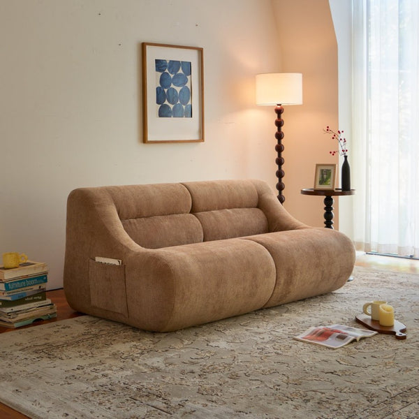 English Elm Shoes Chenille Memory Foam Loveseat Deep Seat Sofa for Apartments and Small Living Rooms Brown W668P381958