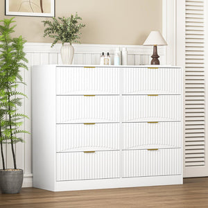 English Elm Modern Six Drawer Chest with Wavy Textured Fronts Sleek Matte Storage for Any Room White W409P307536