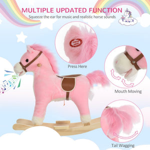 English Elm Qaba Plush Rocking Horse Toy with Galloping Sounds Sturdy Metal Frame for Toddlers W2225P217687
