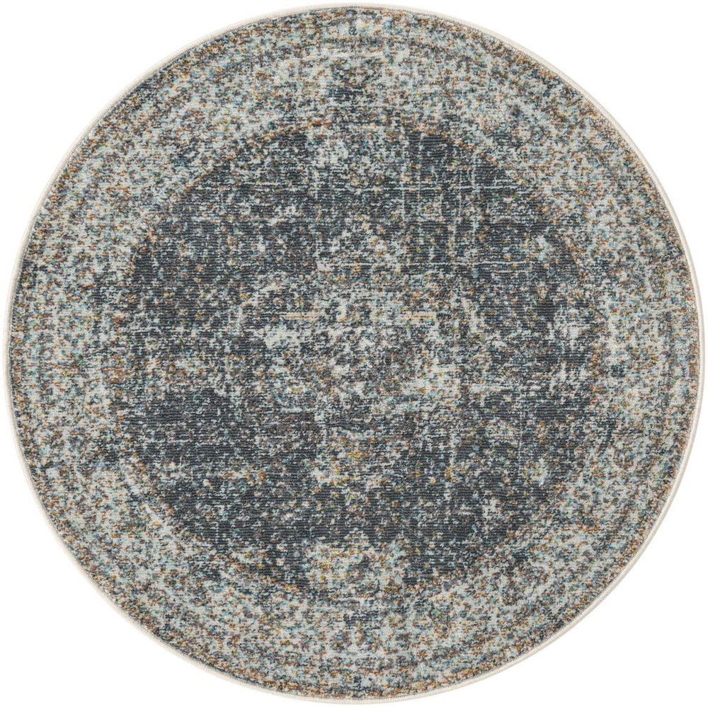 Unique Loom Fume Modern Round Rug - 4' Baracoa Design, Smoky Finish For Stylish Living And Dining Spaces Gray  3184183-unique-loom