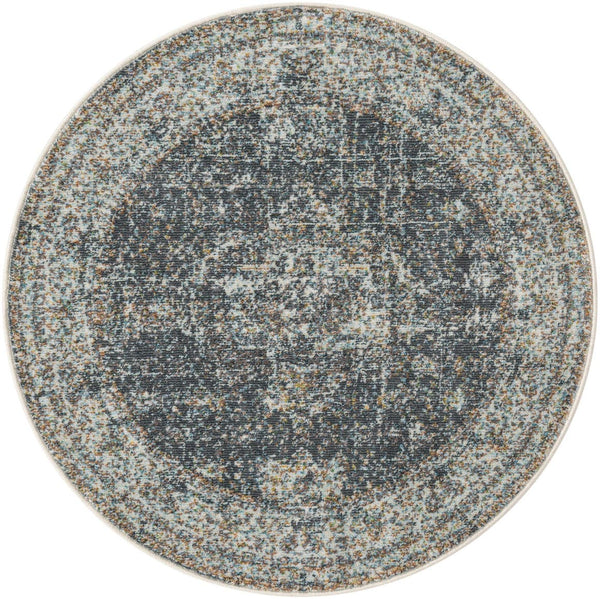 Unique Loom Fume Modern Round Rug - 4' Baracoa Design, Smoky Finish For Stylish Living And Dining Spaces Gray  3184183-unique-loom