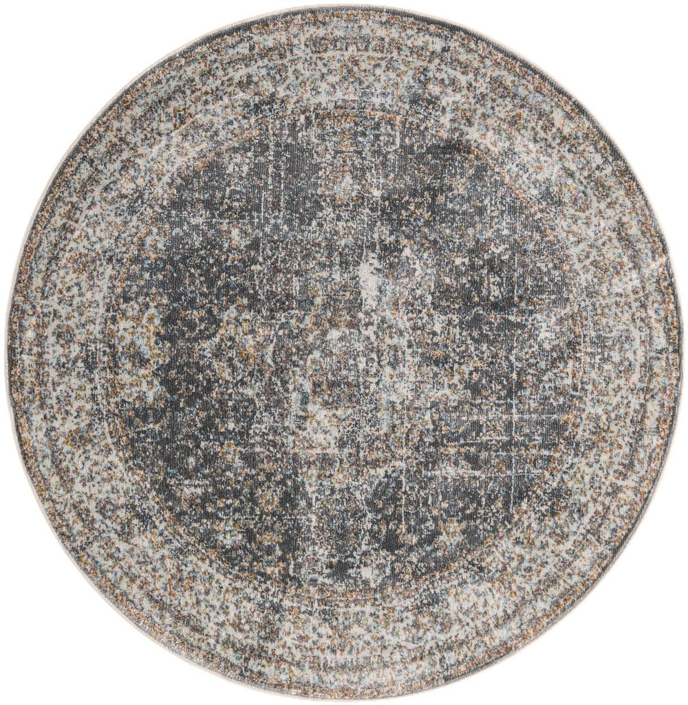 Unique Loom Fume Modern Round Rug - 4' Baracoa Design, Smoky Finish For Stylish Living And Dining Spaces Gray  3184183-unique-loom