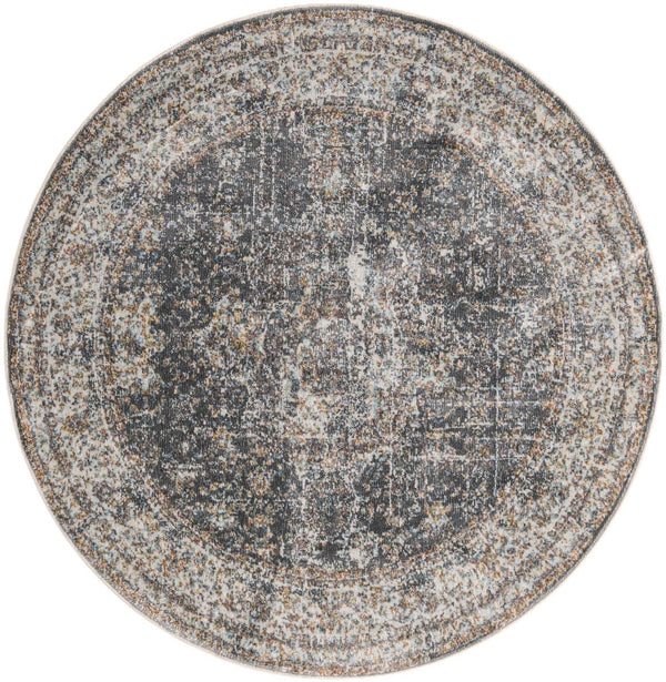 Unique Loom Fume Modern Round Rug - 4' Baracoa Design, Smoky Finish For Stylish Living And Dining Spaces Gray  3184185-unique-loom