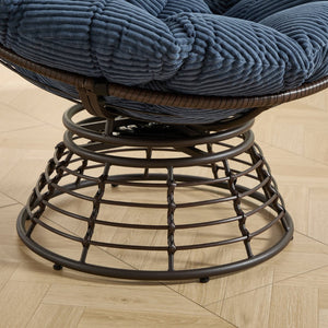 English Elm Comfortable Swivel Papasan Chair Pe Rattan Bowl Seat with Plush Corduroy Cushion W640P443554