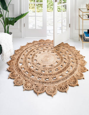 Unique Loom Natural Braided Jute Rug - Elegant Oval Design For Rustic Or Coastal Decor - Eco-friendly Style Natural  3185420-unique-loom