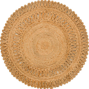 Unique Loom Natural Braided Jute Rug - Elegant Oval Design For Rustic Or Coastal Decor - Eco-friendly Style Natural  3185431-unique-loom