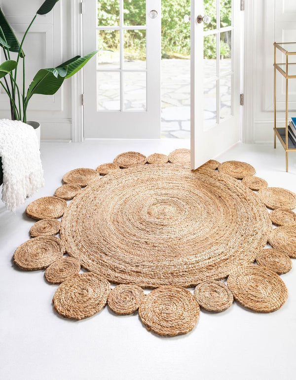 Unique Loom Natural Braided Jute Rug - Elegant Oval Design For Rustic Or Coastal Decor - Eco-friendly Style Natural  3185451-unique-loom