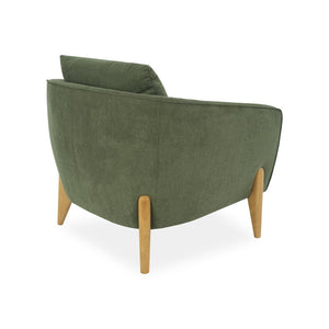 English Elm Accent Armchair Upholstered Low Profile Reading Chair with Lumbar Pillow Modern Living Room Seat Green W2308P462509