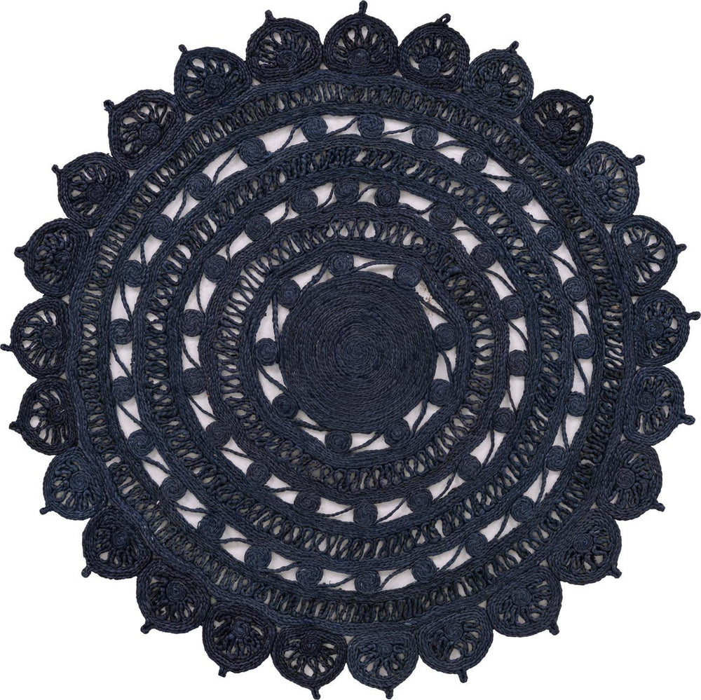 Unique Loom Navy Blue 5' 1 Round Braided Jute Rug – Durable, Artisan Crafted, Stylish Centerpiece For Any Room Navy,Blue  3185985-unique-loom
