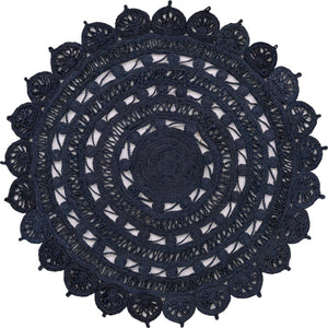 Unique Loom Navy Blue 5' 1 Round Braided Jute Rug – Durable, Artisan Crafted, Stylish Centerpiece For Any Room Navy,Blue  3185985-unique-loom