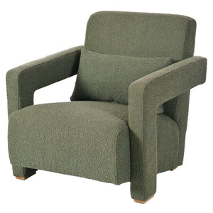 English Elm Mirod Architectural Accent Chair with Lumbar Support and Square Wood Block Legs N760P193221C