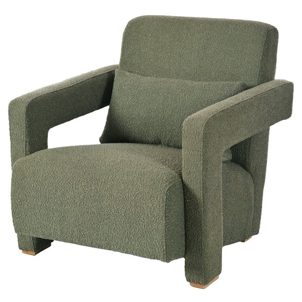 English Elm Mirod Architectural Accent Chair with Lumbar Support and Square Wood Block Legs N760P193221C