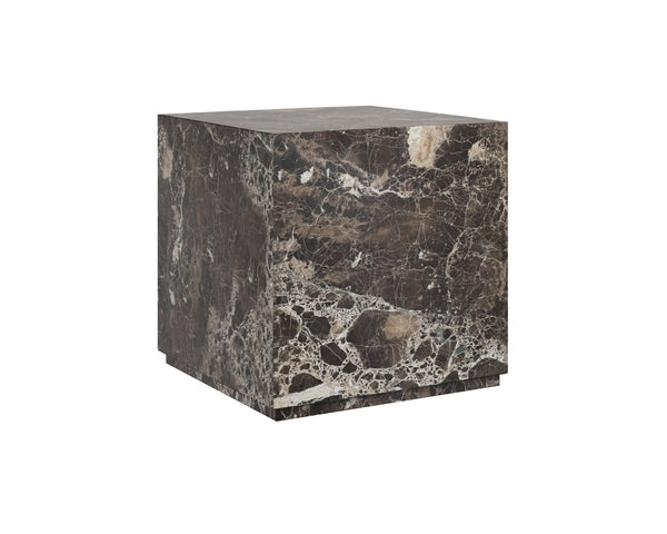 Sunpan LAROS End Table - Stunning Crema Breccia Marble Accent for Modern Living Spaces and Décor Brown 112368
