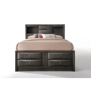 Homeroots Gray Solid Wood King With Ten Drawers Bed Frame  Wood 318715