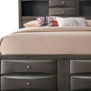 Homeroots Gray Solid Wood King With Ten Drawers Bed Frame  Wood 318715