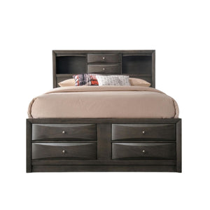 Homeroots Gray Solid Wood King With Ten Drawers Bed Frame  Wood 318715