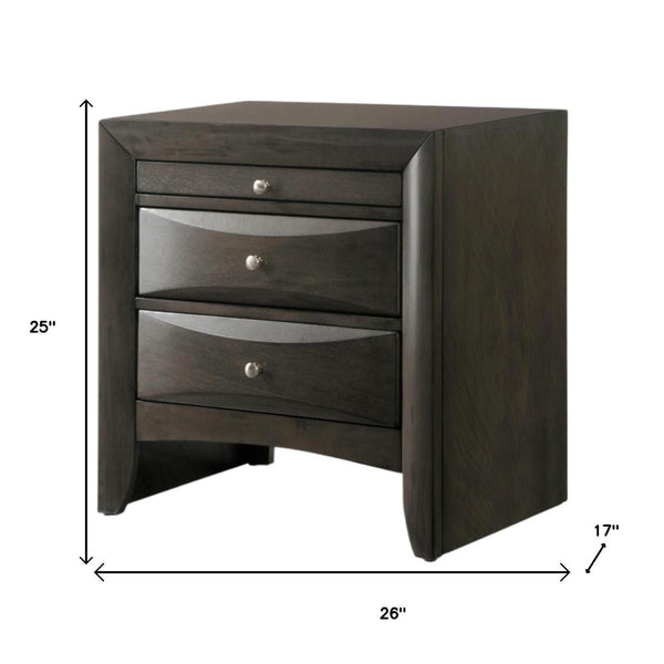 HomeRoots 25" Solid Wood Nightstand with Two Drawers, Metal Accents & Open Shelf - Perfect for Any Room! 318717