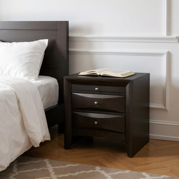 HomeRoots 25" Solid Wood Nightstand with Two Drawers, Metal Accents & Open Shelf - Perfect for Any Room! 318717