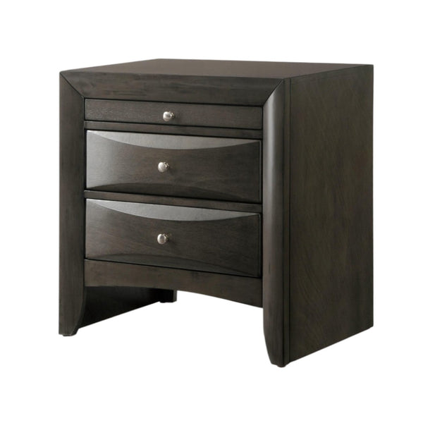 HomeRoots 25" Solid Wood Nightstand with Two Drawers, Metal Accents & Open Shelf - Perfect for Any Room! 318717