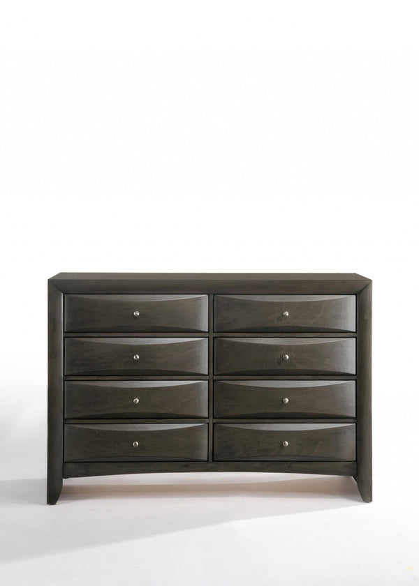 HomeRoots 59" Gray Solid Wood Dresser – Contemporary Storage Solution with Ample Drawers for Modern Homes 8 318719