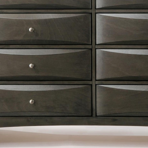 HomeRoots 59" Gray Solid Wood Dresser – Contemporary Storage Solution with Ample Drawers for Modern Homes 8 318719