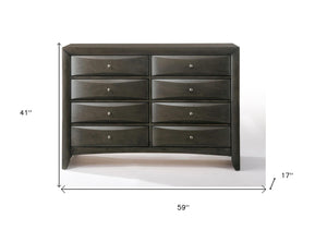 HomeRoots 59" Gray Solid Wood Dresser – Contemporary Storage Solution with Ample Drawers for Modern Homes 8 318719