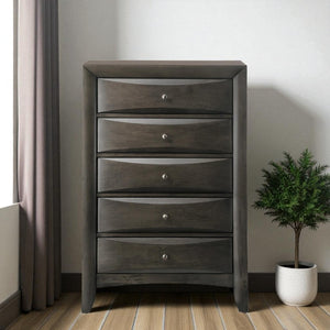 HomeRoots 59" Gray Solid Wood Dresser – Contemporary Storage Solution with Ample Drawers for Modern Homes 5 318720