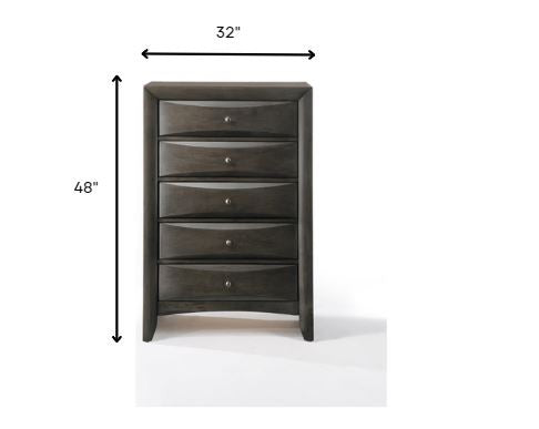 Homeroots 32" Gray Solid Wood  Solid Wood 318720