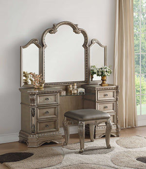 Homeroots 19" Antique Silver Solid Wood Backless Bar Chair  Polyurethane Foam 318741