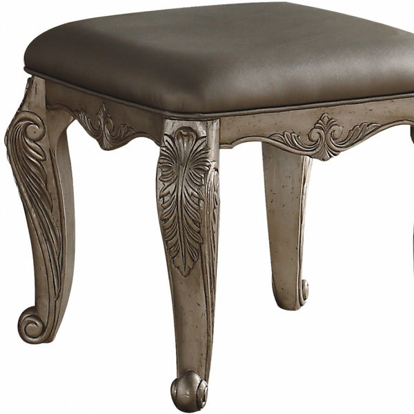 HomeRoots 19" Antique Silver Backless Bar Chair - Stylish Solid Wood Stool for Kitchen & Dining Spaces 318741