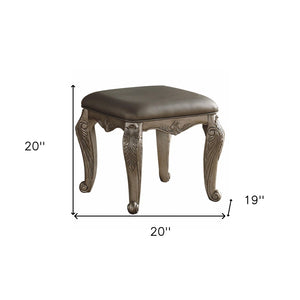 HomeRoots 19" Antique Silver Backless Bar Chair - Stylish Solid Wood Stool for Kitchen & Dining Spaces 318741